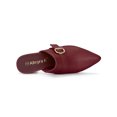 thumbnail image 4 of BLISSFUL STEP Women's Shoes Buckle Strap Pointed Toe Chunky Heel PU Vamp Mule Shoes Burgundy 7, 4 of 7
