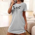 thumbnail image 2 of Mrat Chemise de Nuit pour Femmes Chemise de Nuit pour Femmes Tenue de Nuit Manches Courtes Chemise de Nuit Décontractée Imprimée Robe de Nuit Ample Confortable Pyjama S-80 Gris P, 2 of 7