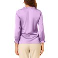 thumbnail image 3 of INSPIRE CHIC Women's Ruffle Neck Bubble Sleeve Elastic Cuff Button Work Office Blouse, 3 of 7