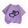 thumbnail image 3 of PMVFHDE T-Shirts Fille T-Shirt Enfant Filles Mignon Graphique Col Rond Manches Courtes Tee Été Décontracté T-Shirt Violet, 7-8 Ans, 3 of 5