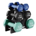 thumbnail image 1 of HolaHatha 1, 2 and 3 lb Neoprene Dumbbell Strength Training Weight Set with Rack, 1 of 11