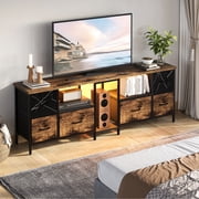 Bestier 63 Inch TV Stand with Storage, Entertainment Center for 75 70 65 inch TV, Media Console with 6 Fabric Drawers for Living Room, Gaming TV Table, Rustic Brown