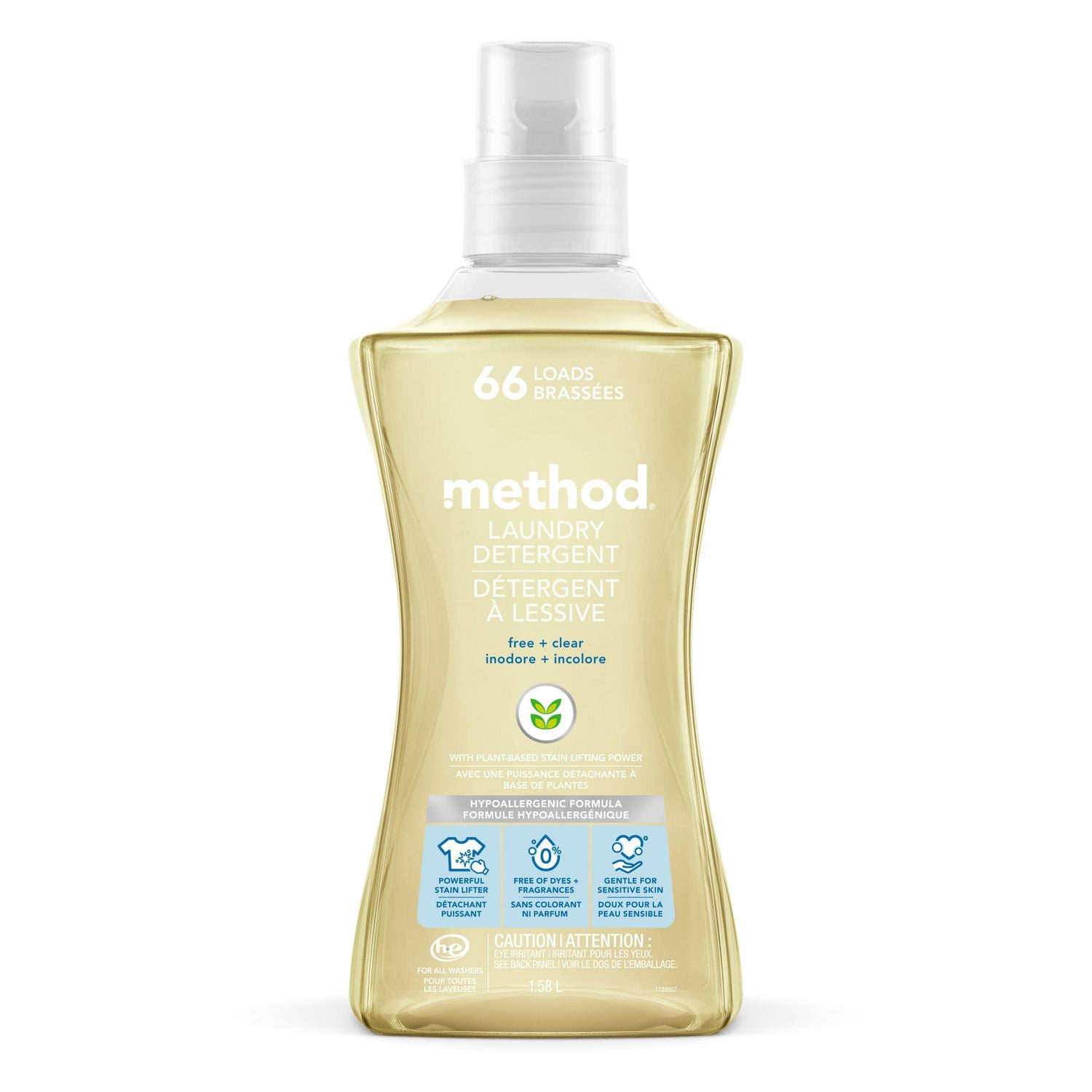 Method Laundry Detergent, Free + Clear, 1.58L, 66 Loads