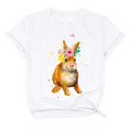 thumbnail image 2 of Hauts d'Été Grande Taille pour Femmes Manches Courtes Motif Imprimé Lapin de Pâques Manches Courtes Col Rond T-Shirt Ample Col en V T-Shirt Femmes en Liquidation, 2 of 3