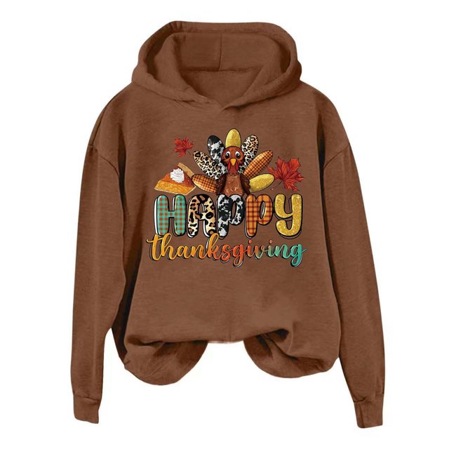 WEAIXIMIUNG Sweatshirts Personnalisés pour Femmes Image Action de Grâce Sweat à Capuche Imprimé Dinde pour Usage Décontracté