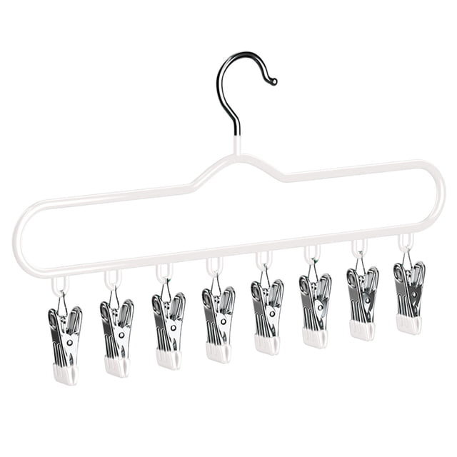 HHBEAUTY Clothes Drying Hanger with 8 Clips, Stainless Steel Sock Air Drying Rack, Windproof Anti-Lost for All Small Laudry Item and Herbs