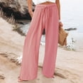 thumbnail image 2 of Timegard Womens Pants Plus Size Elastic High Waisted Drawstring Wide Leg Lightweight Casual Loose Trousers, 2 of 5