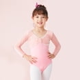 thumbnail image 2 of Justaucorps de Ballet pour Filles Robe de Danse à Manches Longues Robe d'Entraînement Patchwork Vêtements de Balle pour Adolescentes Rose 5-6 Ans, 2 of 4