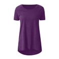 thumbnail image 2 of Womens Summer Solid Round Neck Loose Short Sleeve Tops T-shirt Blouse, 2 of 5