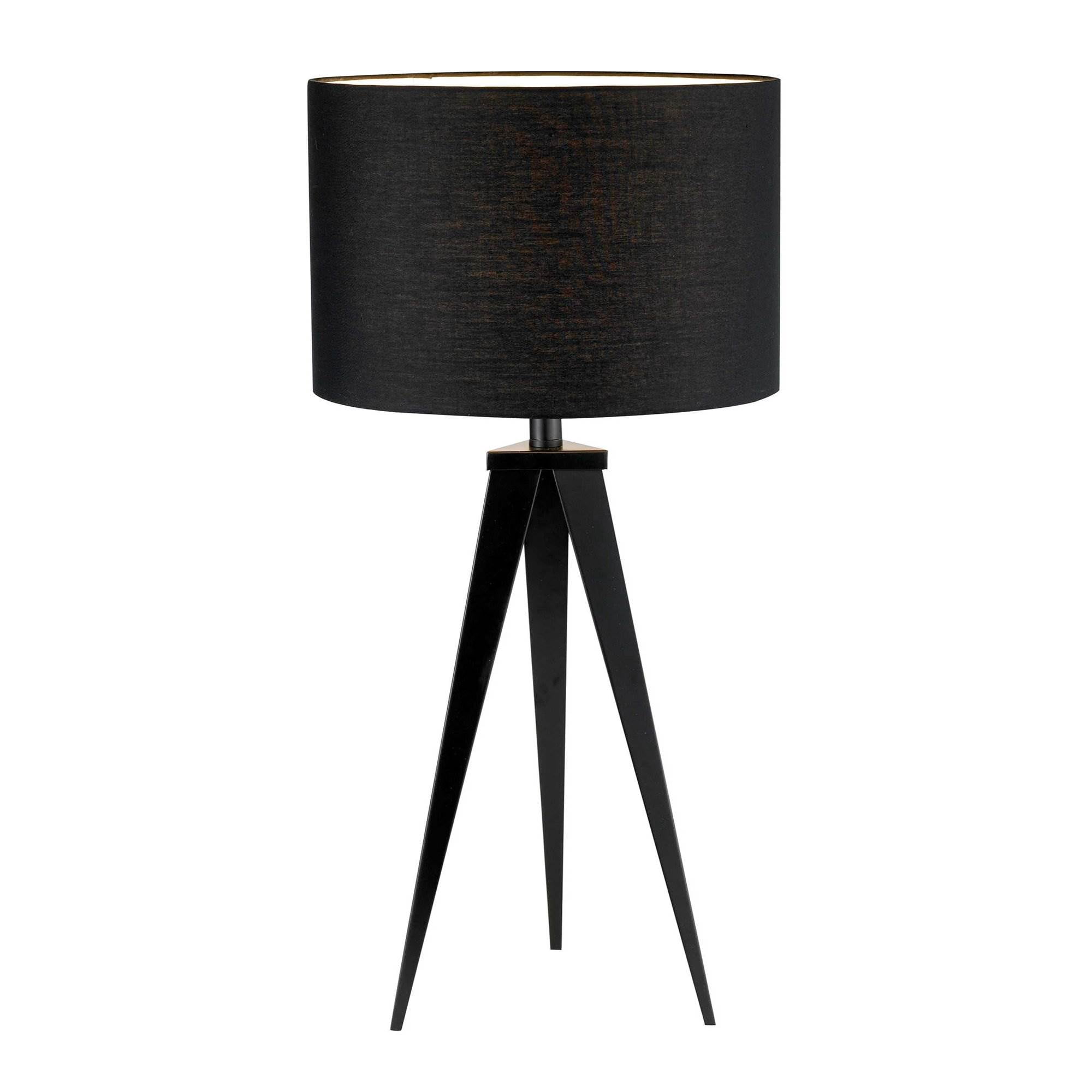 Adesso Lampe de Table Moderne Noire avec Trépied et Abat-Jour