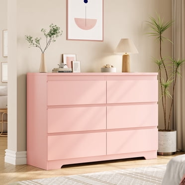AKDSteel Commode Moderne à 6 Tiroirs, Coffre Minimaliste en Bois Laqué avec Dispositif Anti-Basculement pour Chambre Ou Salon