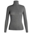 thumbnail image 2 of T-shirt Col Roulé Manches Longues Ajusté Extensible Basique Noir TG, 2 of 6