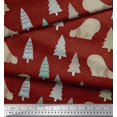 thumbnail image 2 of Soimoi Red Heavy Satin Fabric Bear & Tree Christmas Decor Fabric Printed Yard 54 Inch Wide, 2 of 3