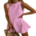 thumbnail image 1 of Femmes Débardeur Sans Manches Licol Robes d'Été Pétoncle Dos Fermeture Éclair Plage Robe de Soleil, 1 of 2