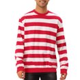 thumbnail image 1 of INSPIRE CHIC Chandails en Molleton pour Hommes Rayures Contrastées Col Rond Manches Longues Coupe Régulière Chandail Chandail en Molleton L Rouge Blanc, 1 of 6