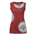 thumbnail image 3 of Qertyioot Hauts pour Femmes Hauts d'Été Col Rond Imprimé Marguerite Débardeur Sans Manches T-Shirts Blouse Graphique, 3 of 9