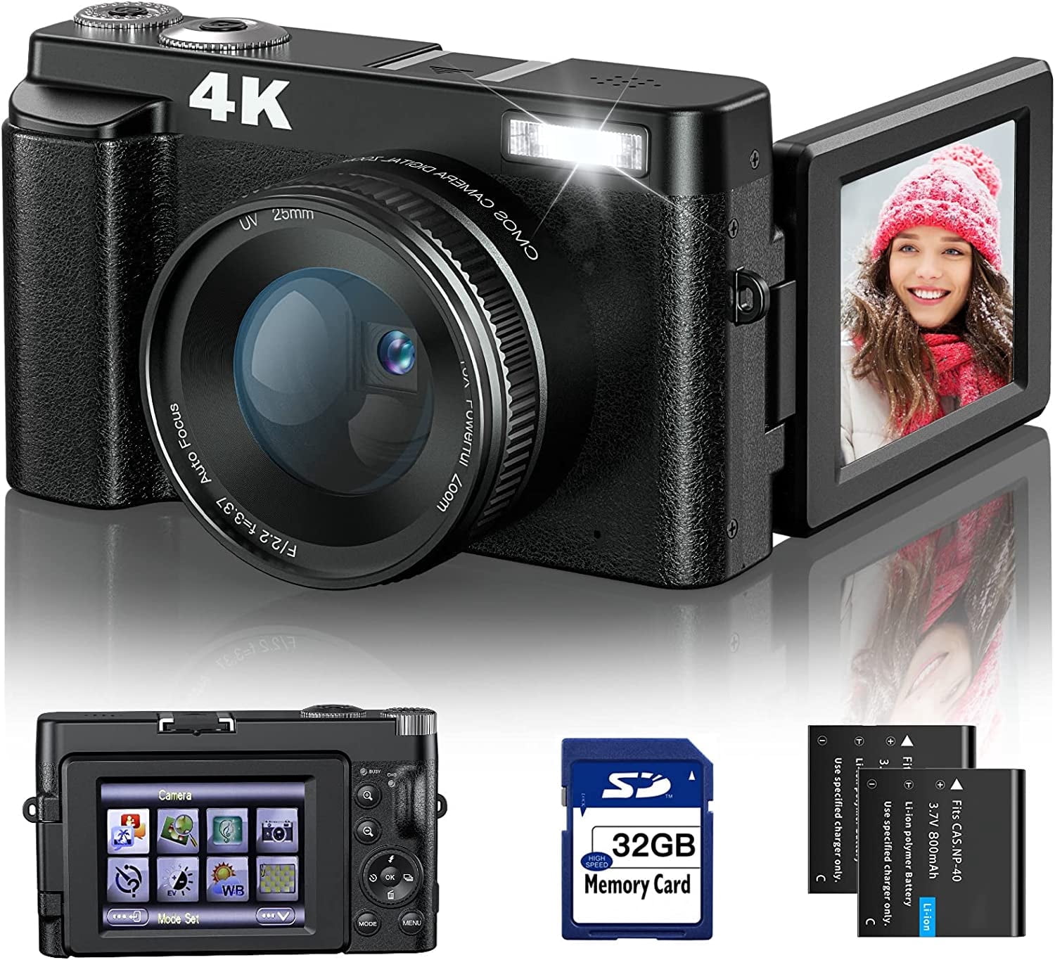 4K Digital Camera Autofocus & Anti-Shake 48MP Vlogging Camera with