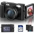 thumbnail image 1 of Appareil Photo Numérique 4K Mise au Point Automatique et Anti-Tremblement 48MP Appareil Photo de Vlog avec Carte SD, Écran Rabattable 3 Pouces 180° Appareil Photo Compact avec Flash Zoom Numérique 16X Appareil Photo de Voyage, 1 of 7