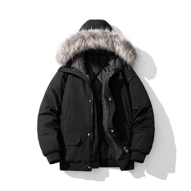 Pisexur Jackets for Men Comfortable Coats for Men Casual Hooded Solid Color Zipper Winter Warm Long Sleeve Parkas Black,3XL