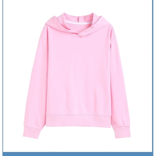 MeetoTime Girls Boys Cotton Oversized Hooded Sweatshirt Loose Solid Color Long Sleeve Pullover Top 2-12 Years