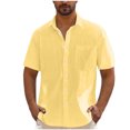 thumbnail image 1 of Admvng Chemises en Lin pour Hommes Décontractées Unies à Col Rabattu Chemise Boutonnée Manches Courtes P-2TG, 1 of 6