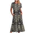 thumbnail image 1 of Dvkptbk Robes d'Été pour Femmes 2024 Mode Décontractée Bohème à Fleurs Robes de Plage Manches Courtes Col Rond Robe d'Été Fluide Maxi Robe de Plage Longue Robe Midi de Plage avec Poches P-2TG, 1 of 4