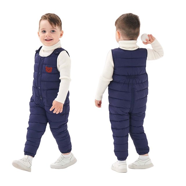 RXIRUCGD Boys And Girls Baby Romper Plus Fleece Overalls( Navy, Size:3 Years )