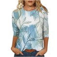 thumbnail image 2 of Hauts pour Femmes T-shirt Ample Imprimé de Mode pour Femmes Blouse à Manches 3/4 Col Rond Hauts Décontractés Hauts pour Femmes Tendance en Liquidation, 2 of 5