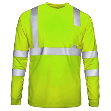Lekwk Lightweight Workwear for Men Long Sleeve Round Neck Shirt Reflective Mesh Shirts Breathable Cozy Plus Size Pullover with Pockets