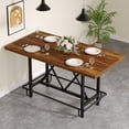 thumbnail image 2 of Fnova 35.4" Tall Dining Table, Rectangular Counter Height Kitchen Table with Metal Footrest for 6 People, 2 of 17