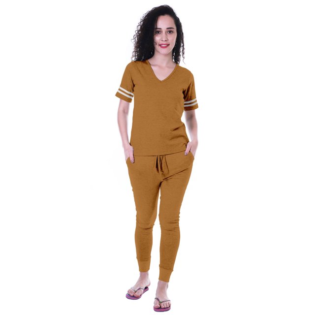 Moomaya Ensemble de Nuit Simple pour Femmes avec Pyjama en Coton 2 Pcs Nuisettes