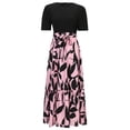 thumbnail image 4 of FAVIPT Robes d'Été à Fleurs pour Femmes Décontractées Mode Fluides 2025 Robe Élégante à Imprimé Floral Robes à Manches Courtes Col Rond Longue Robe Rose,G, 4 of 7
