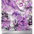 thumbnail image 1 of Soimoi Purple Poly Georgette Fabric Paisley & Leopard Animal Skin Decor Fabric Printed Yard 42 Inch Wide, 1 of 3
