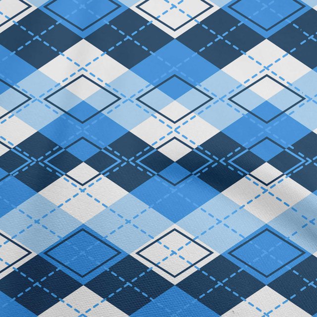 oneOone Viscose Jersey Blue Fabric Check Sewing Craft Projects Fabric Prints By Yard 60 Inch Wide