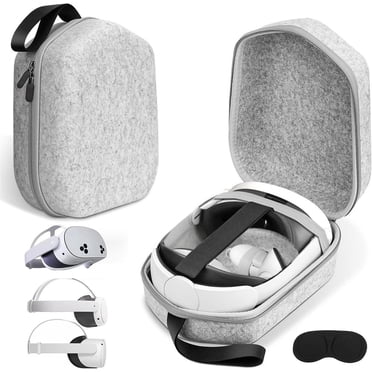 Étui Rigide de Transport Compatible avec Oculus Meta Quest 3S/Quest 3/Quest 2 Version Officielle Originale/Elite à Sangle, Casque VR et Accessoires de Manette Tactile, Convient aux Voyages et au Rangement à la Maison