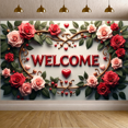 thumbnail image 3 of Welcome Floral Banner Backdrop for Party Decorations Photography Props Event Decor Heart Background Rose Arrangement Valentines Day Occasions, 3 of 4