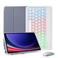 thumbnail image 2 of Rainbow Backlit Keyboard Cover For Samsung Galaxy Tab S9 FE Case with Pencil Holder For Galaxy Tab S9 FE 10.9 inch Tablet Cover gray with mouse Spanish, 2 of 6