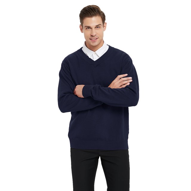 TOPTIE Chandail à Manches Longues en Coton pour Hommes Col en V Basique Conçu
