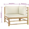 thumbnail image 4 of vidaXL 2 Piece Garden Lounge Set with Cream White Cushions Bamboo, 4 of 5