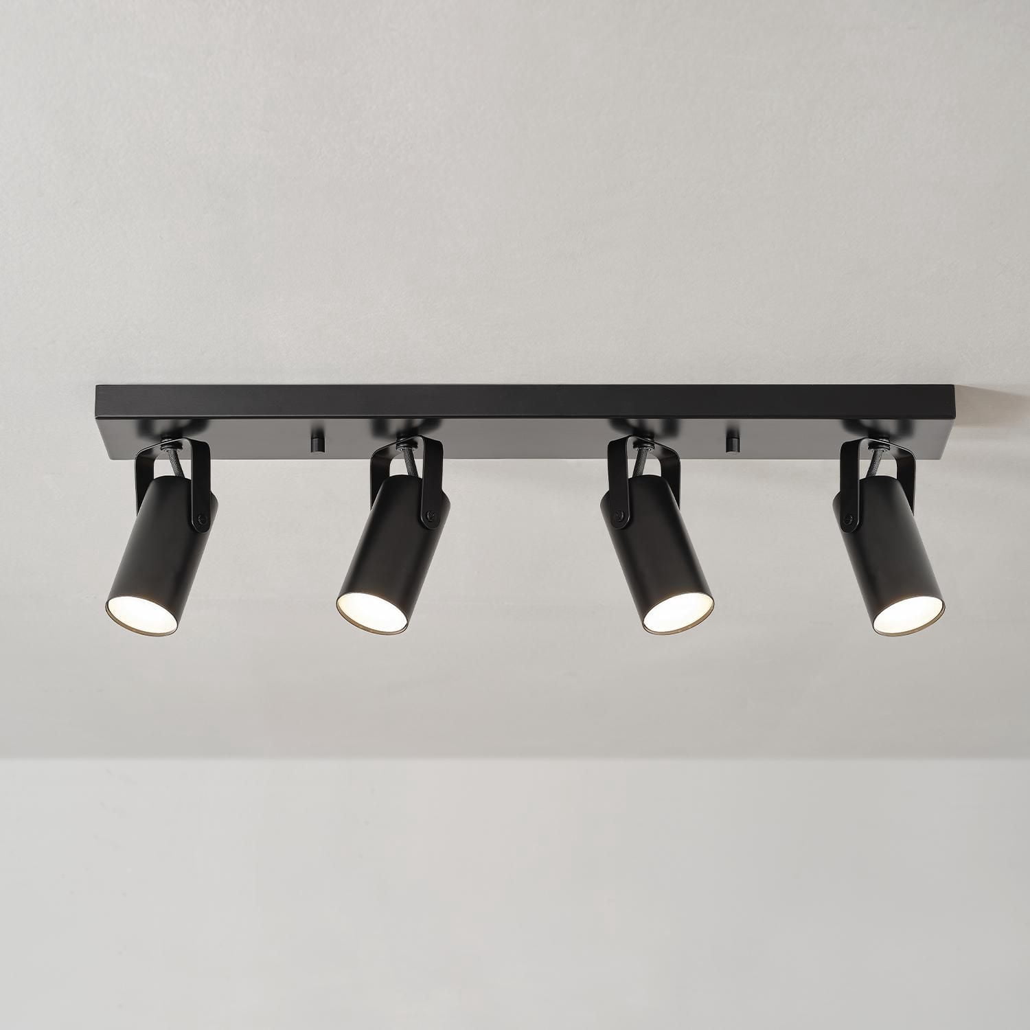 Globe Electric 4-Light Matte Black Dimmable 22W LED Integrated Track Lighting with Rotating Track Heads, Modern Style