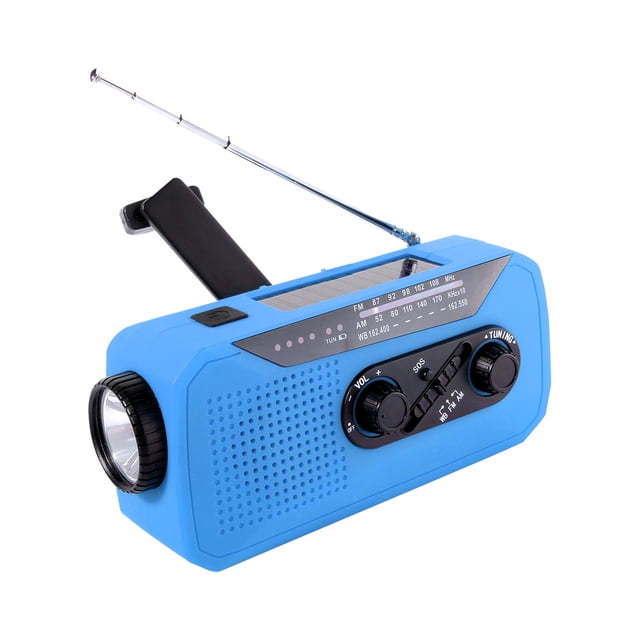Hand Crank Radio With 2000 mAh Emergency Power Bank, AM/FM/NOAA Weather Band, Built-in Flashlight, Alarm, and USB Charging