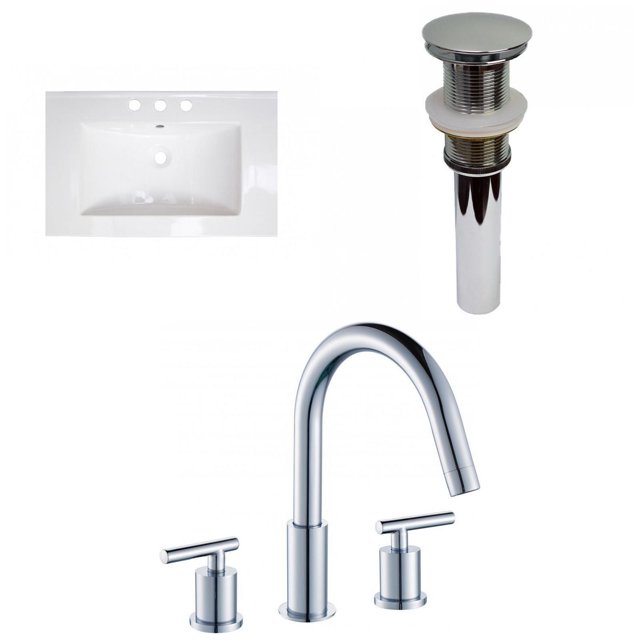 American Imaginations 23.75-in. W 3H8-in. Ceramic Top Set In White Color - Drain Incl. AI-32513