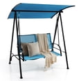 thumbnail image 1 of Costway Balançoire de Patio à 2 Places, Balançoire de Porche avec Auvent Réglable pour Jardin, Bleu Foncé, 1 of 10
