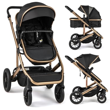 INFANS 2 in 1 Baby Stroller, Folding Newborn Pram Convertible Stroller Bassinet for Infant Foldable High Landscape Shock Absorption with Reversible Seat Aluminum Structure for Pushchair
