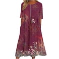 thumbnail image 1 of Robe à Manches Longues Femme Mode Femmes Imprimée à Manches Courtes à Col Rond Longue Robe Robe d'Été à Manches Longues Robe Longue d'Été pour Femmes Longue Robe d'Été pour Femmes, 1 of 4