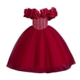 thumbnail image 1 of Robes Formelles pour Filles Robe de Bal à Épaules Dénudées Robes en Tulle pour Tout-Petits Robe de Danse pour Filles 8-9 Ans, 1 of 5