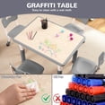 thumbnail image 4 of Ourlova Modern Kids Adjustable 31.5" Table and 4 Chair Set with Non-Slip Desk Legs & Graffiti Desktop Preschool Activity Kids Table Set, 4 of 9