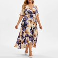 thumbnail image 2 of Fridja Womens Plus Size Casual Boho Print Short Sleeve Ruffle Floral Irregular Dress, 2 of 4