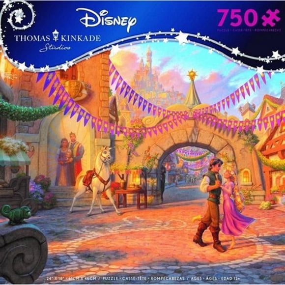 Ceaco Thomas Kinkade Disney 750-Piece Puzzle Rapunzel Dancing in The Sunlit Courtyard