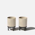 thumbnail image 2 of Veradek Mason Series Raised Demi 12" Plastic-Stone Planter with Stand - 2-Pack Sand/Black, 2 of 10